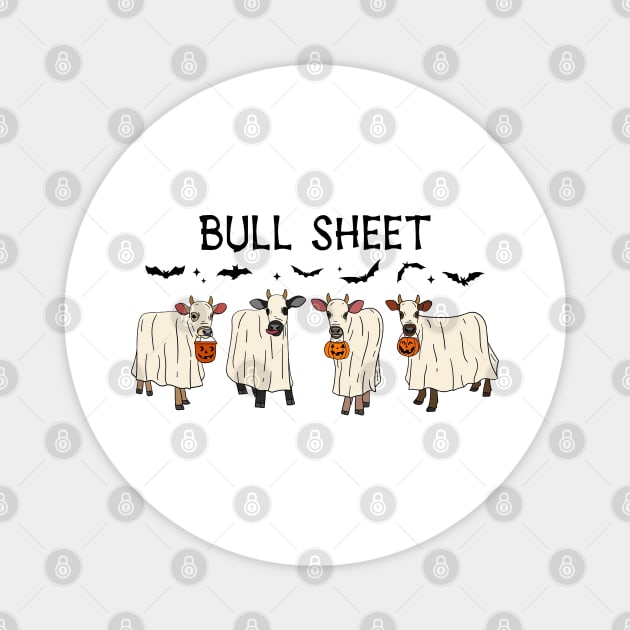 Funny Halloween Boo Ghost Cow Costume Bull Sheet Cow Lover Magnet by Rene	Malitzki1a